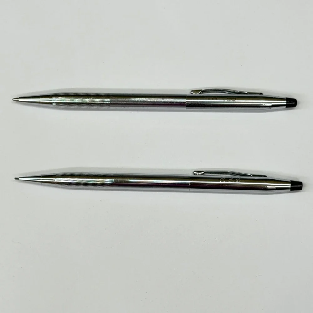Vintage Cross Century Lustrous Chrome Ballpoint‎ Pen and Pencil Set RJF USA